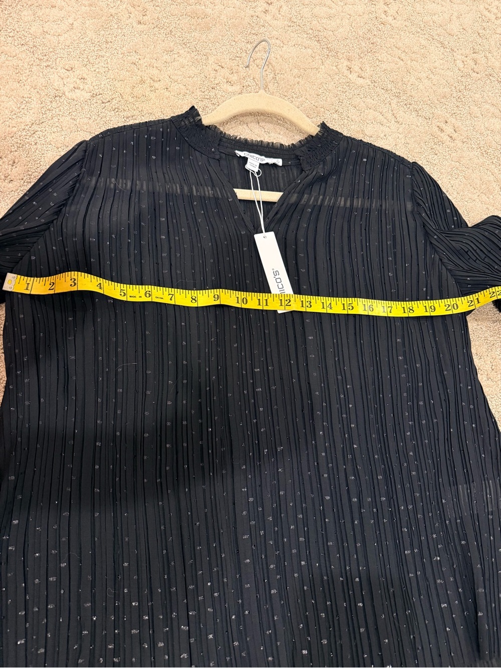 NWT Chico's Black Pintuck Long-Sleeve Blouse - Picture 5 of 5